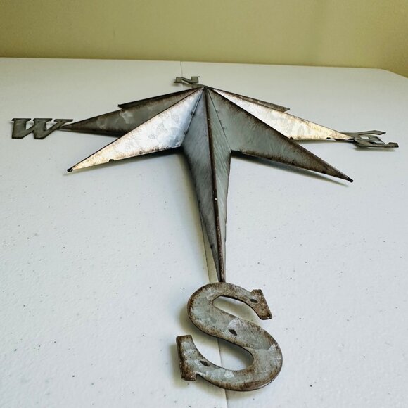 Rustic Metal Compass Rose Wall Art Decoration Nautical Star Compass Star Decor - Picture 6 of 14